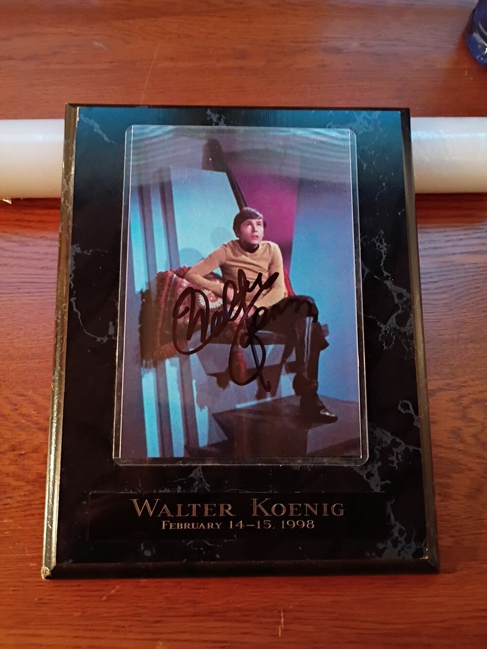 WALTER KOENIG SIGNED AUTOGRAPH 4x6 PHOTO On 9x7 Plaque CHEKOV STAR TREK TOS
